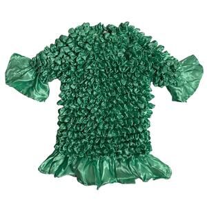 Green Popcorn Short Sleeve Blouse Small